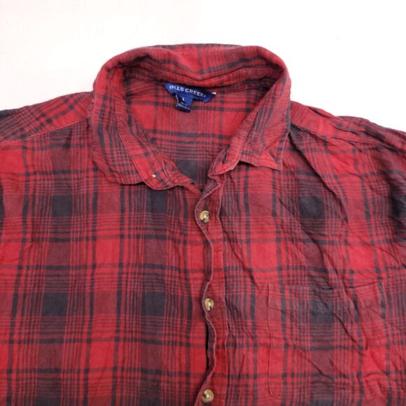 Falls Creek Tartan Flannel Casual Long Sleeve Button Shirt Mens Size L Red - Picture 1 of 10